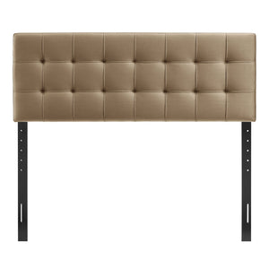 Modway Furniture Lily Performance Velvet Queen Headboard Biscuit Tufted Panel for Elegant Bedrooms Taupe MOD-7254-TAU