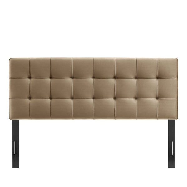 Modway Furniture Lily Performance Velvet Queen Headboard Biscuit Tufted Panel for Elegant Bedrooms Taupe MOD-7254-TAU