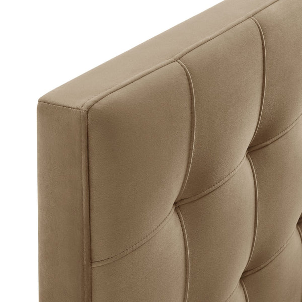 Modway Furniture Lily Performance Velvet Queen Headboard Biscuit Tufted Panel for Elegant Bedrooms Taupe MOD-7254-TAU