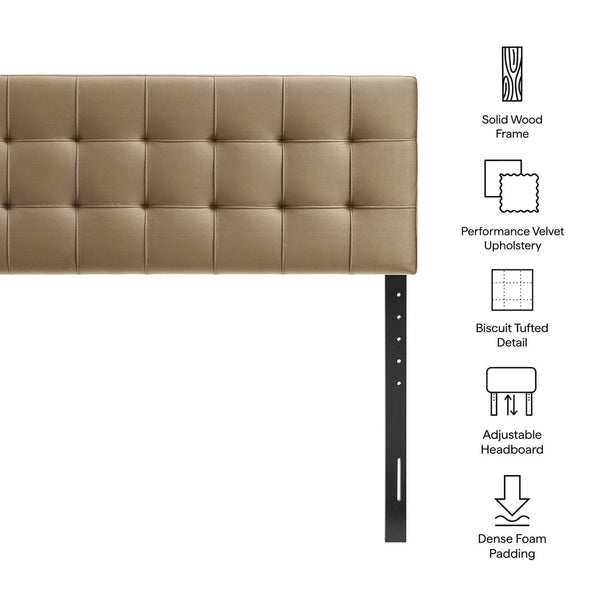 Modway Furniture Lily Performance Velvet Queen Headboard Biscuit Tufted Panel for Elegant Bedrooms Taupe MOD-7254-TAU
