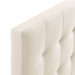 Modway Furniture Lily Modway Biscuit Tufted Velvet King Headboard with Foam Padding for Bedroom Alabaster MOD-7255-ALA