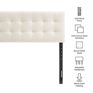 Modway Furniture Lily Modway Biscuit Tufted Velvet King Headboard with Foam Padding for Bedroom Alabaster MOD-7255-ALA