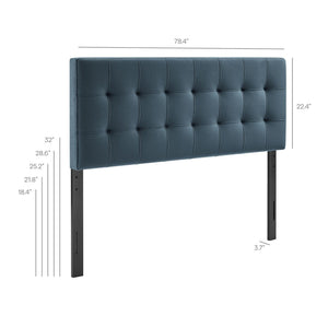 Modway Furniture Lily Modway Biscuit Tufted Velvet King Headboard with Foam Padding for Bedroom Cadet Blue MOD-7255-CAB