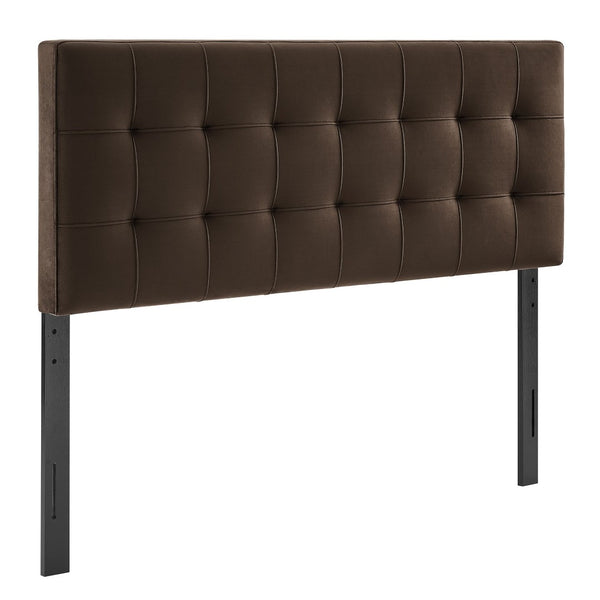 Modway Furniture Lily Modway Biscuit Tufted Velvet King Headboard with Foam Padding for Bedroom Chocolate Brown MOD-7255-CHB