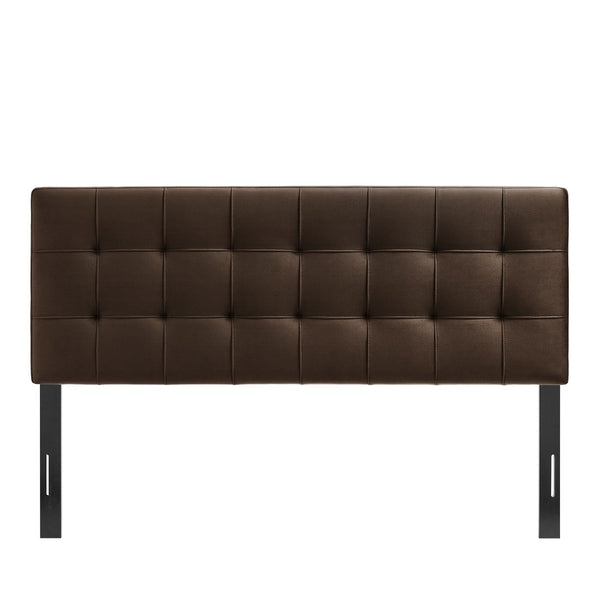 Modway Furniture Lily Modway Biscuit Tufted Velvet King Headboard with Foam Padding for Bedroom Chocolate Brown MOD-7255-CHB