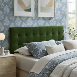 Modway Furniture Lily Modway Biscuit Tufted Velvet King Headboard with Foam Padding for Bedroom Moss Green MOD-7255-MOG