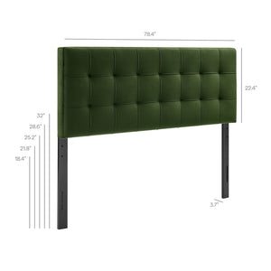 Modway Furniture Lily Modway Biscuit Tufted Velvet King Headboard with Foam Padding for Bedroom Moss Green MOD-7255-MOG