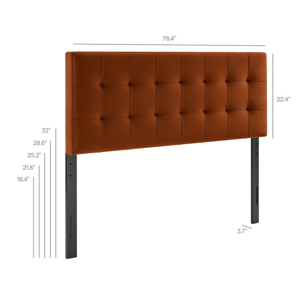 Modway Furniture Lily Modway Biscuit Tufted Velvet King Headboard with Foam Padding for Bedroom Rust MOD-7255-RUS