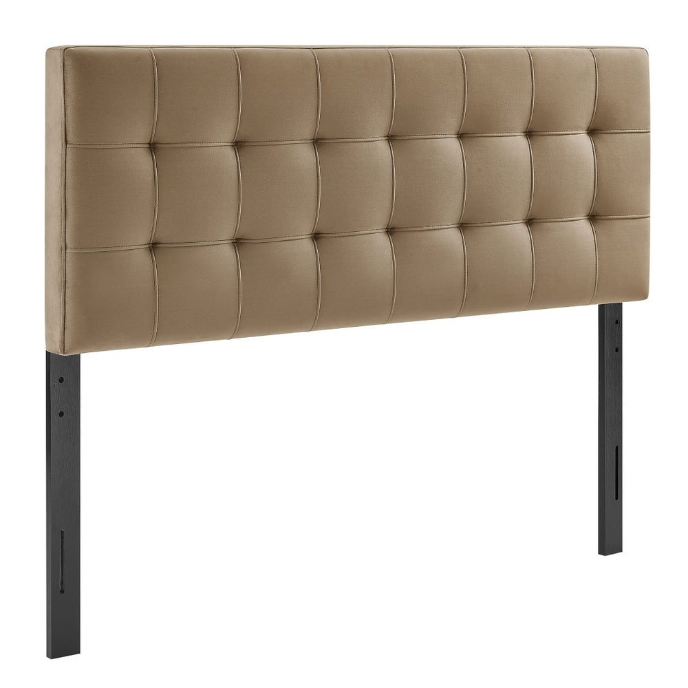Modway Furniture Lily Modway Biscuit Tufted Velvet King Headboard with Foam Padding for Bedroom Taupe MOD-7255-TAU