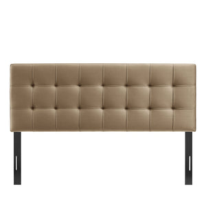Modway Furniture Lily Modway Biscuit Tufted Velvet King Headboard with Foam Padding for Bedroom Taupe MOD-7255-TAU