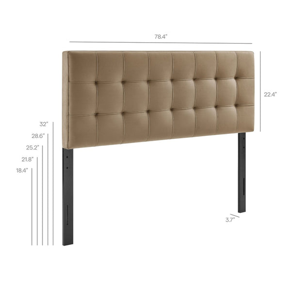 Modway Furniture Lily Modway Biscuit Tufted Velvet King Headboard with Foam Padding for Bedroom Taupe MOD-7255-TAU