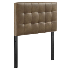 Modway Furniture Lily Modway Biscuit Tufted Vegan Leather Twin Headboard with Adjustable Foam Padding Mushroom MOD-7256-MUS