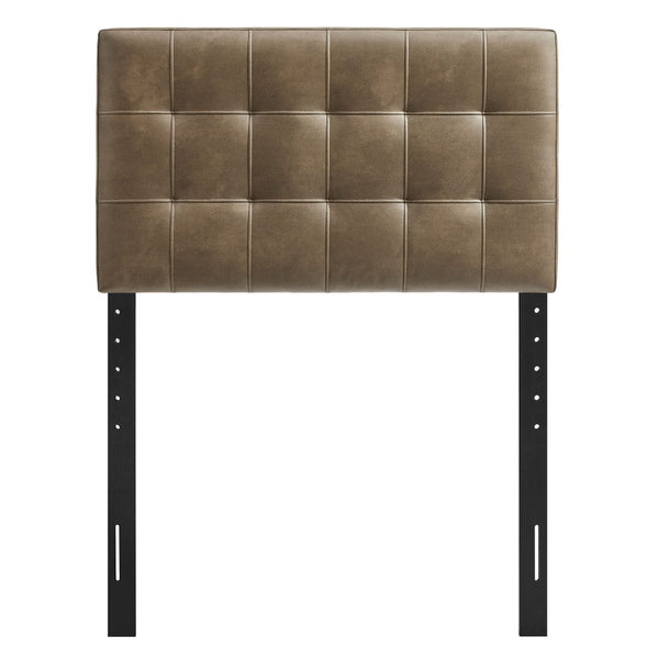 Modway Furniture Lily Modway Biscuit Tufted Vegan Leather Twin Headboard with Adjustable Foam Padding Mushroom MOD-7256-MUS