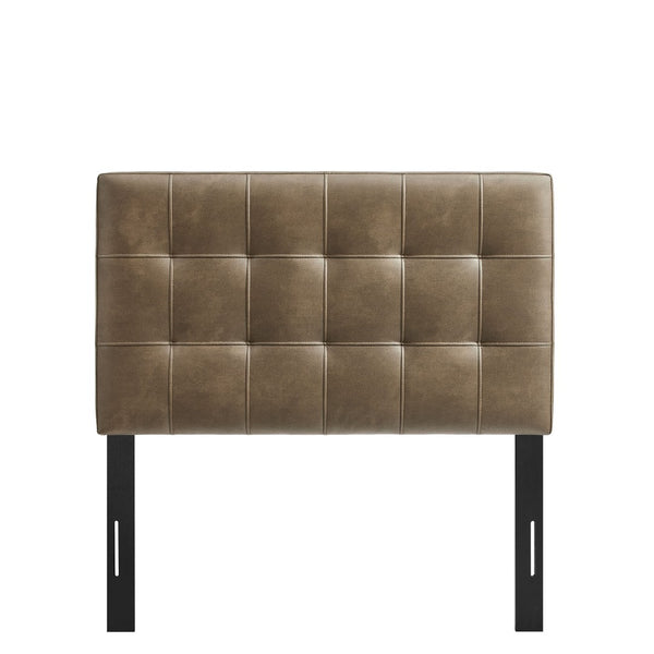 Modway Furniture Lily Modway Biscuit Tufted Vegan Leather Twin Headboard with Adjustable Foam Padding Mushroom MOD-7256-MUS