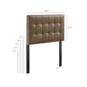 Modway Furniture Lily Modway Biscuit Tufted Vegan Leather Twin Headboard with Adjustable Foam Padding Mushroom MOD-7256-MUS