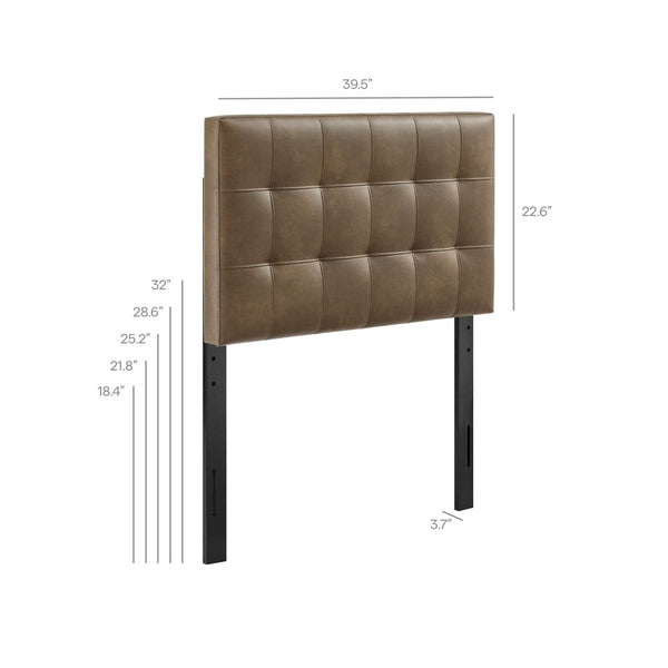 Modway Furniture Lily Modway Biscuit Tufted Vegan Leather Twin Headboard with Adjustable Foam Padding Mushroom MOD-7256-MUS