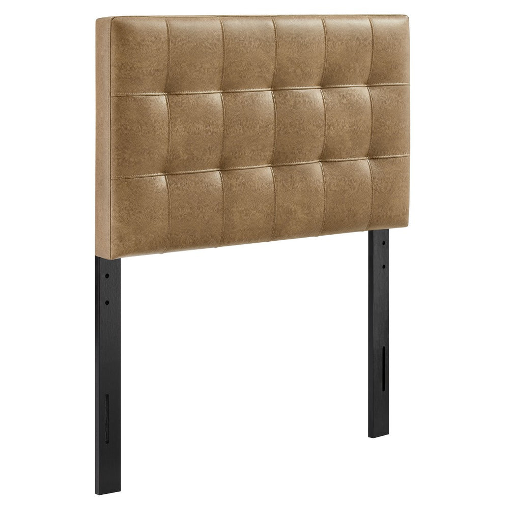 Modway Furniture Lily Modway Biscuit Tufted Vegan Leather Twin Headboard with Adjustable Foam Padding Toast MOD-7256-TST