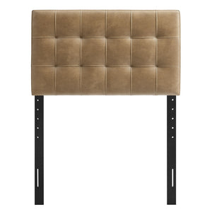 Modway Furniture Lily Modway Biscuit Tufted Vegan Leather Twin Headboard with Adjustable Foam Padding Toast MOD-7256-TST