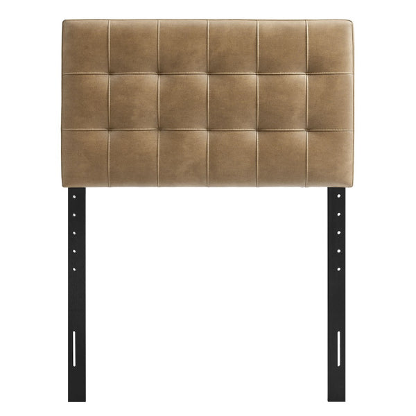 Modway Furniture Lily Modway Biscuit Tufted Vegan Leather Twin Headboard with Adjustable Foam Padding Toast MOD-7256-TST