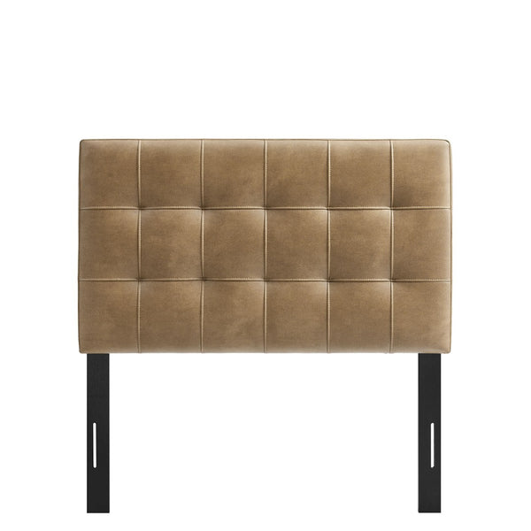 Modway Furniture Lily Modway Biscuit Tufted Vegan Leather Twin Headboard with Adjustable Foam Padding Toast MOD-7256-TST