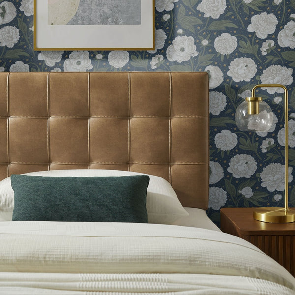 Modway Furniture Lily Modway Biscuit Tufted Vegan Leather Twin Headboard with Adjustable Foam Padding Toast MOD-7256-TST