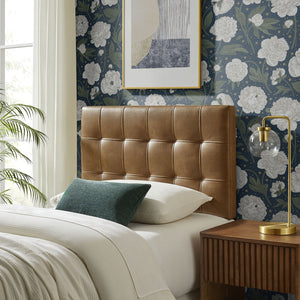 Modway Furniture Lily Modway Biscuit Tufted Vegan Leather Twin Headboard with Adjustable Foam Padding Toast MOD-7256-TST