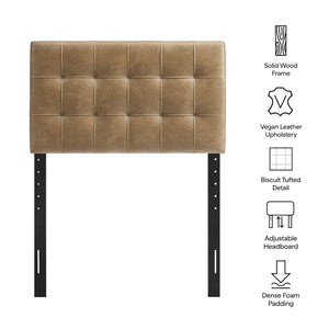 Modway Furniture Lily Modway Biscuit Tufted Vegan Leather Twin Headboard with Adjustable Foam Padding Toast MOD-7256-TST