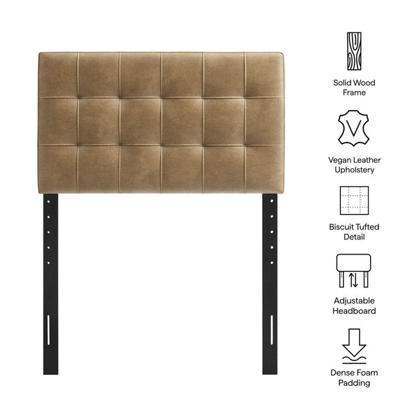 Modway Furniture Lily Modway Biscuit Tufted Vegan Leather Twin Headboard with Adjustable Foam Padding Toast MOD-7256-TST