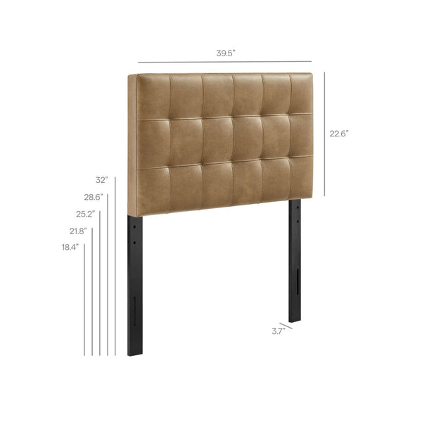 Modway Furniture Lily Modway Biscuit Tufted Vegan Leather Twin Headboard with Adjustable Foam Padding Toast MOD-7256-TST