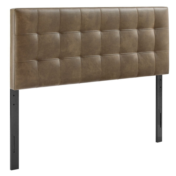 Modway Furniture Lily Modway Biscuit Tufted Vegan Leather Upholstered Headboard for Modern Bedrooms Mushroom MOD-7257-MUS