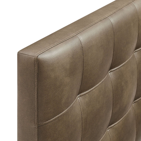 Modway Furniture Lily Modway Biscuit Tufted Vegan Leather Upholstered Headboard for Modern Bedrooms Mushroom MOD-7257-MUS