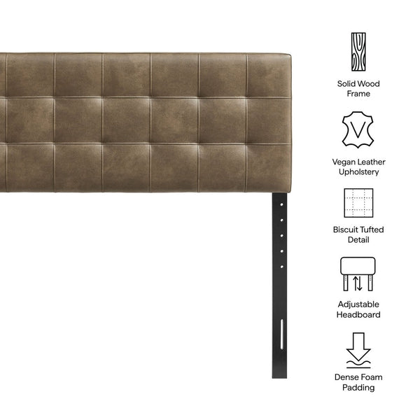 Modway Furniture Lily Modway Biscuit Tufted Vegan Leather Upholstered Headboard for Modern Bedrooms Mushroom MOD-7257-MUS