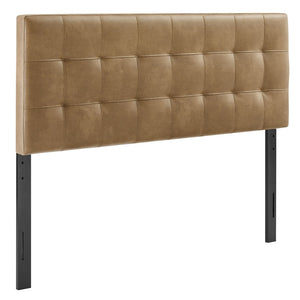 Modway Furniture Lily Modway Biscuit Tufted Vegan Leather Upholstered Headboard for Modern Bedrooms Toast MOD-7257-TST