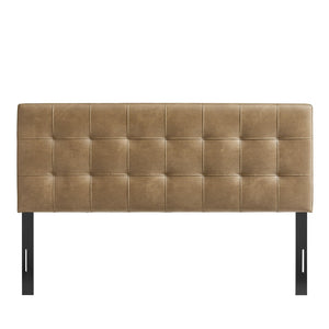 Modway Furniture Lily Modway Biscuit Tufted Vegan Leather Upholstered Headboard for Modern Bedrooms Toast MOD-7257-TST