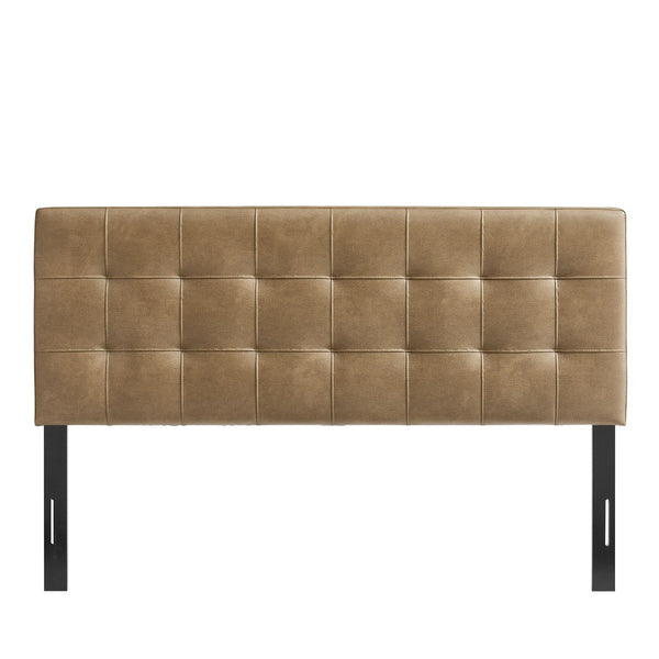 Modway Furniture Lily Modway Biscuit Tufted Vegan Leather Upholstered Headboard for Modern Bedrooms Toast MOD-7257-TST