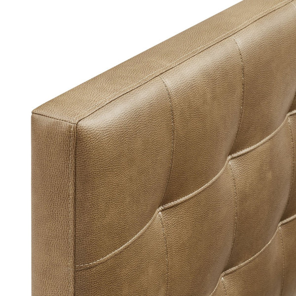 Modway Furniture Lily Modway Biscuit Tufted Vegan Leather Upholstered Headboard for Modern Bedrooms Toast MOD-7257-TST