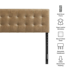 Modway Furniture Lily Modway Biscuit Tufted Vegan Leather Upholstered Headboard for Modern Bedrooms Toast MOD-7257-TST
