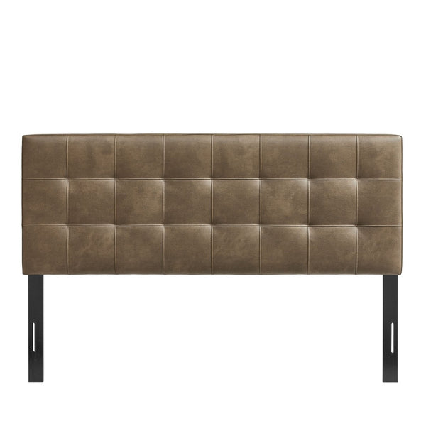 Modway Furniture Lily Modway Biscuit Tufted Vegan Leather Queen Headboard with Foam Padding for Bedroom Mushroom MOD-7258-MUS