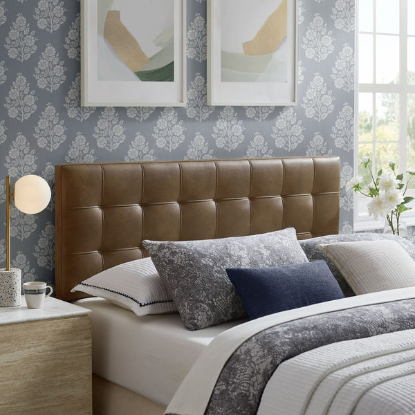 Modway Furniture Lily Modway Biscuit Tufted Vegan Leather Queen Headboard with Foam Padding for Bedroom Mushroom MOD-7258-MUS