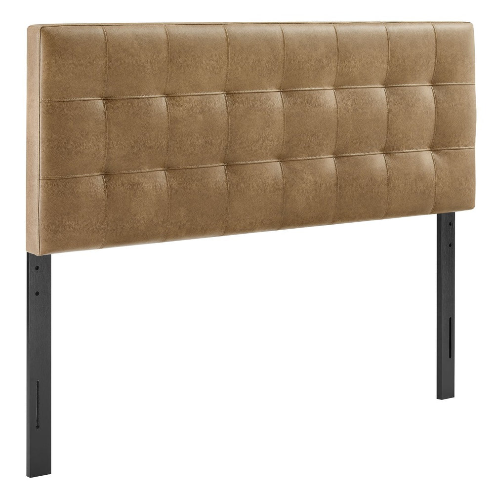 Modway Furniture Lily Modway Biscuit Tufted Vegan Leather Queen Headboard with Foam Padding for Bedroom Toast MOD-7258-TST