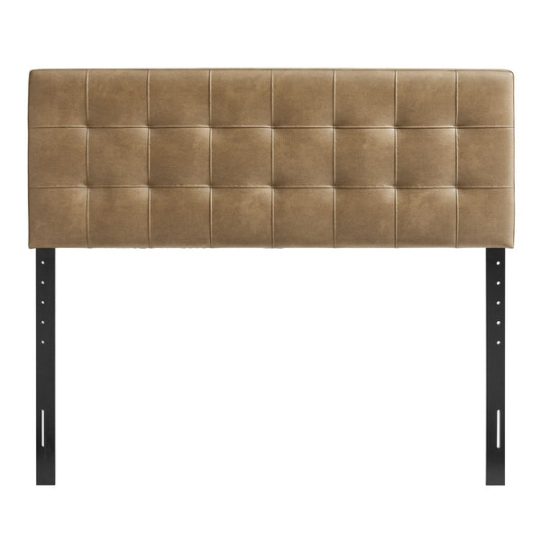 Modway Furniture Lily Modway Biscuit Tufted Vegan Leather Queen Headboard with Foam Padding for Bedroom Toast MOD-7258-TST