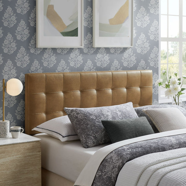 Modway Furniture Lily Modway Biscuit Tufted Vegan Leather Queen Headboard with Foam Padding for Bedroom Toast MOD-7258-TST
