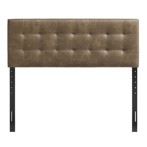 Modway Furniture Lily Modway Biscuit Tufted Vegan Leather King Headboard with Foam Padded Upholstery Mushroom MOD-7259-MUS