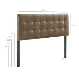 Modway Furniture Lily Modway Biscuit Tufted Vegan Leather King Headboard with Foam Padded Upholstery Mushroom MOD-7259-MUS