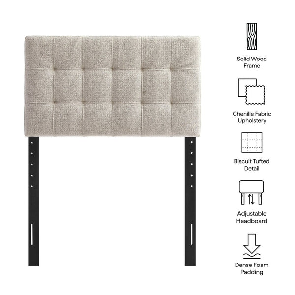 Modway Furniture Lily Modway Twin Headboard Biscuit Tufted Chenille Upholstered for Kids or Guest Rooms Dove MOD-7260-DOV
