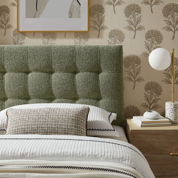 Modway Furniture Lily Modway Twin Headboard Biscuit Tufted Chenille Upholstered for Kids or Guest Rooms Leaf MOD-7260-LEA
