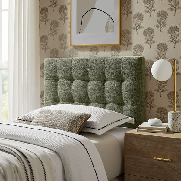 Modway Furniture Lily Modway Twin Headboard Biscuit Tufted Chenille Upholstered for Kids or Guest Rooms Leaf MOD-7260-LEA