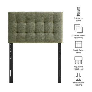 Modway Furniture Lily Modway Twin Headboard Biscuit Tufted Chenille Upholstered for Kids or Guest Rooms Leaf MOD-7260-LEA