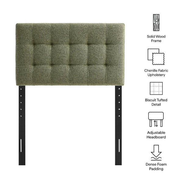 Modway Furniture Lily Modway Twin Headboard Biscuit Tufted Chenille Upholstered for Kids or Guest Rooms Leaf MOD-7260-LEA