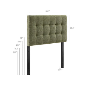 Modway Furniture Lily Modway Twin Headboard Biscuit Tufted Chenille Upholstered for Kids or Guest Rooms Leaf MOD-7260-LEA